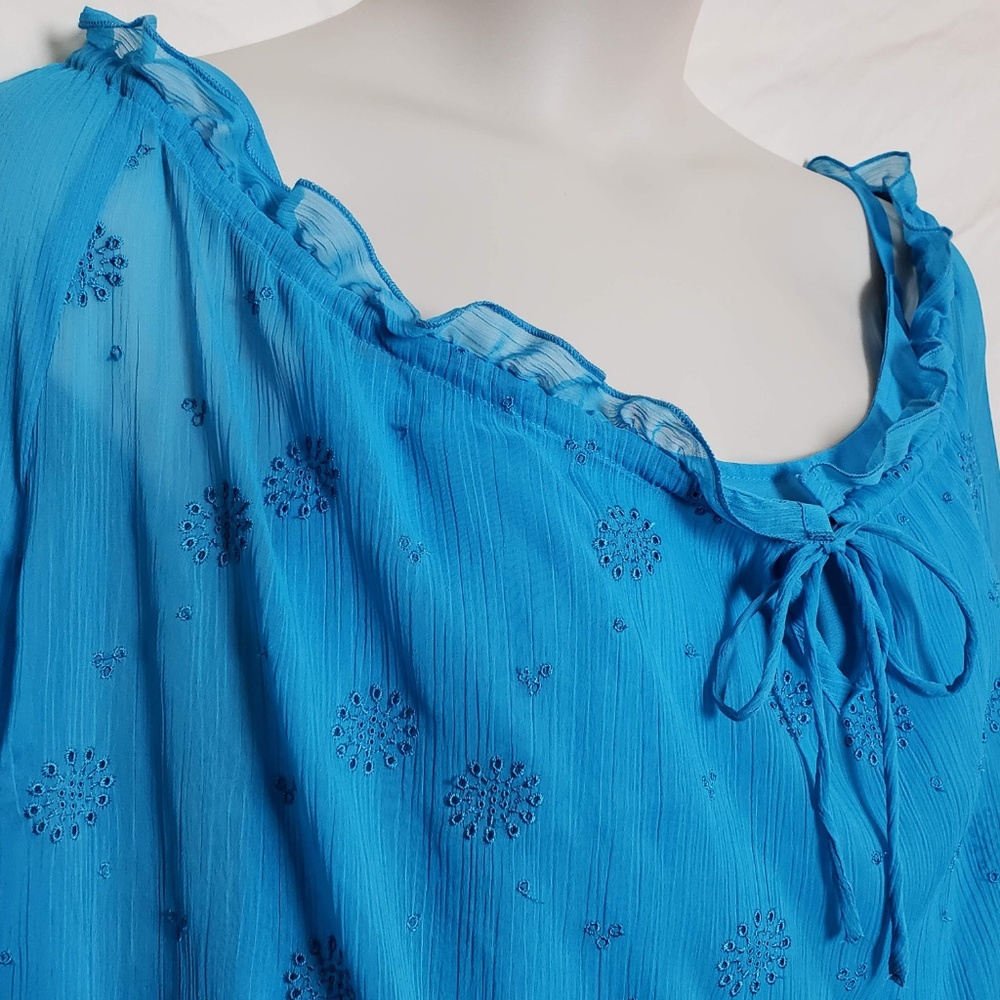 Turquoise Blue Peasant Top (5X - 34/36W)